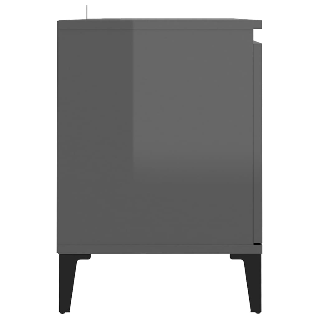 TV-Schrank mit Metallbeinen Hochglanz-Grau 103,5x35x50 cm