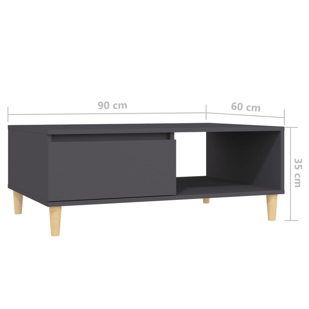 Couchtisch Grau 90x60x35 cm Holzwerkstoff