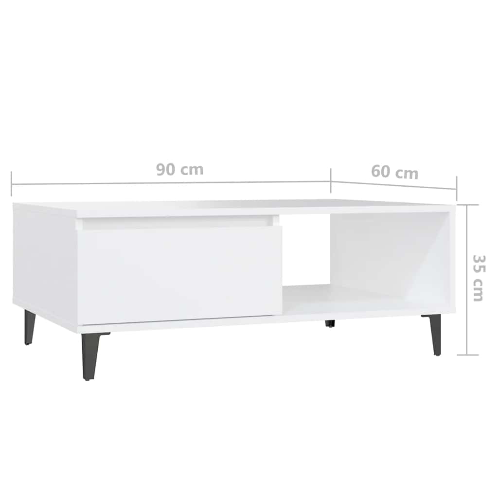 Couchtisch Weiß 90x60x35 cm Holzwerkstoff
