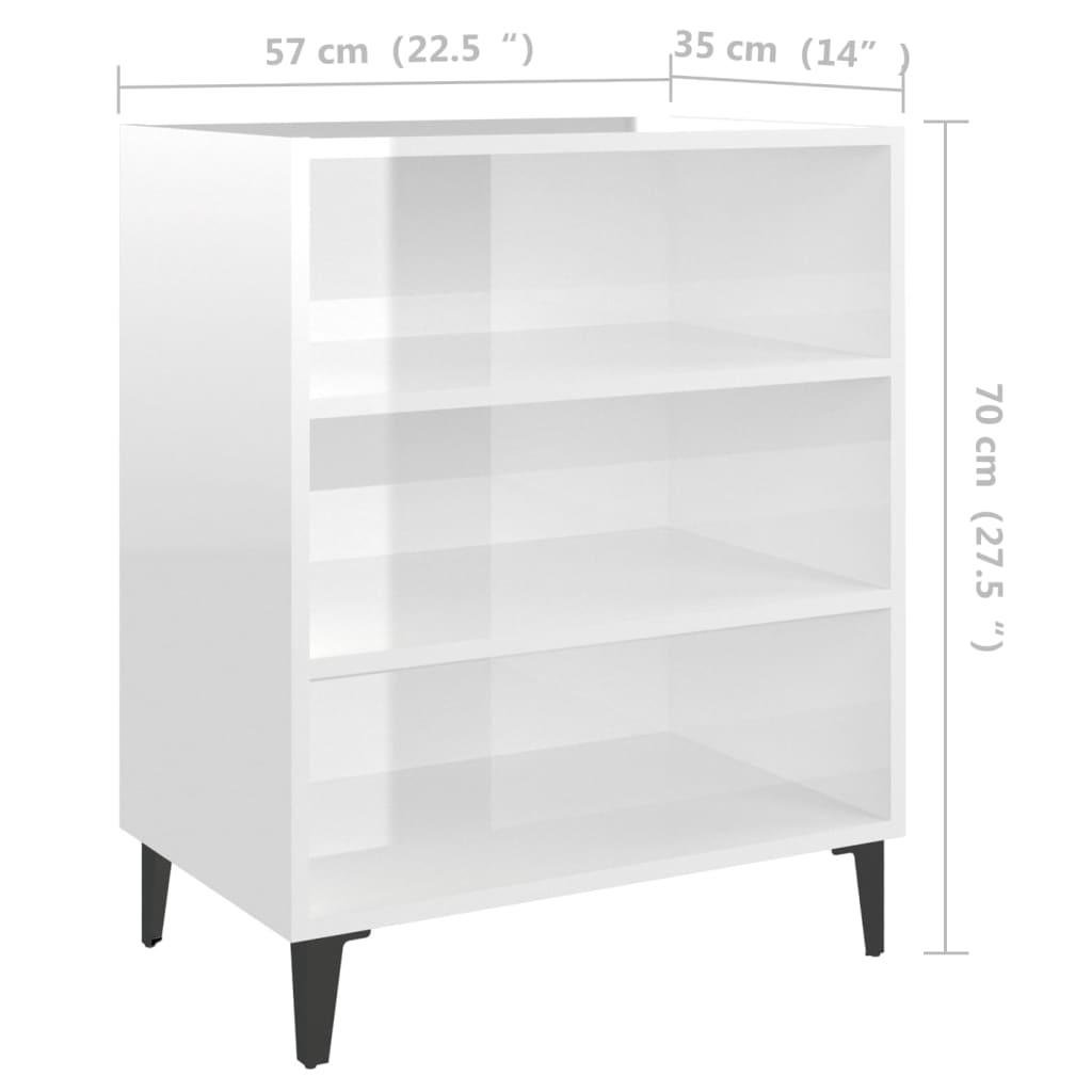 Sideboard Hochglanz-Weiß 57x35x70 cm Holzwerkstoff