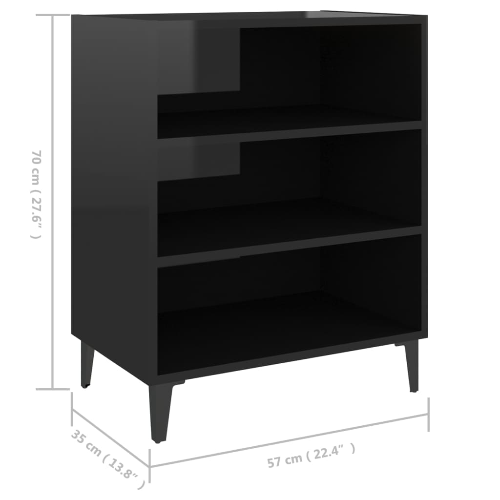 Sideboard Hochglanz-Schwarz 57x35x70 cm Holzwerkstoff