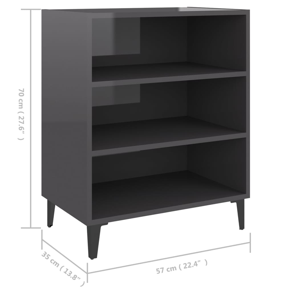 Sideboard Hochglanz-Grau 57x35x70 cm Holzwerkstoff
