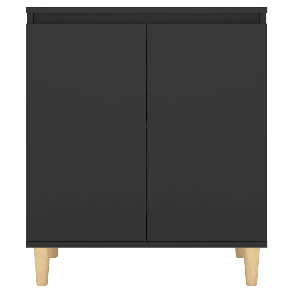 Sideboard mit Massivholz-Beinen Schwarz 60x35x70 cm