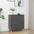 Sideboard mit Massivholz-Beinen Hochglanz-Grau 60x35x70 cm