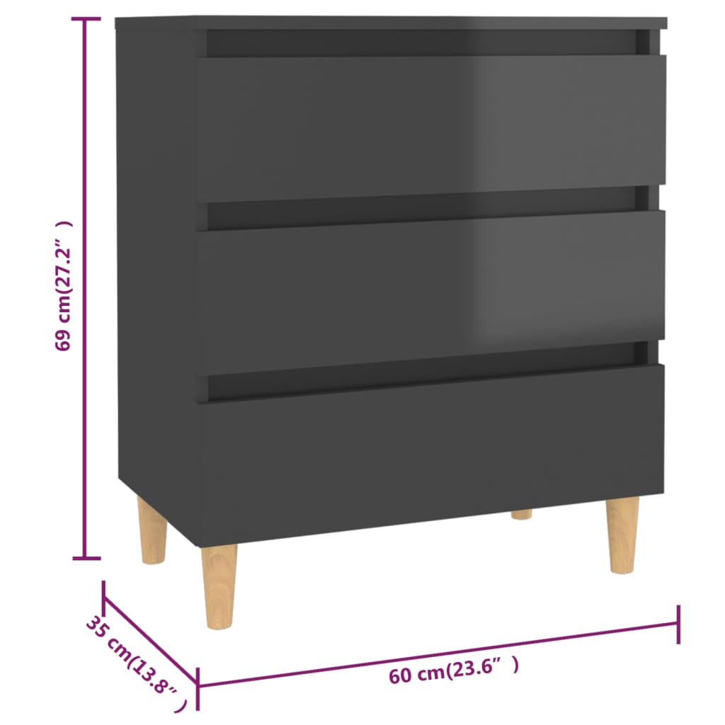 Sideboard Hochglanz-Grau 60x35x69 cm Holzwerkstoff