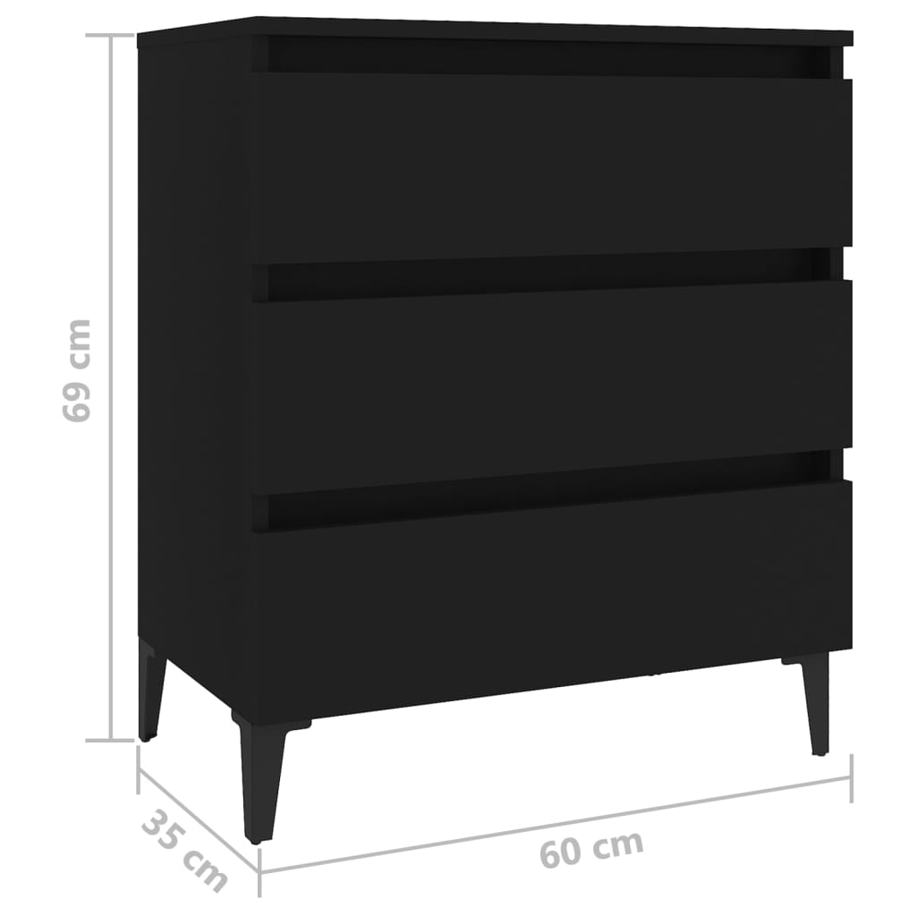 Sideboard Schwarz 60x35x69 cm Holzwerkstoff