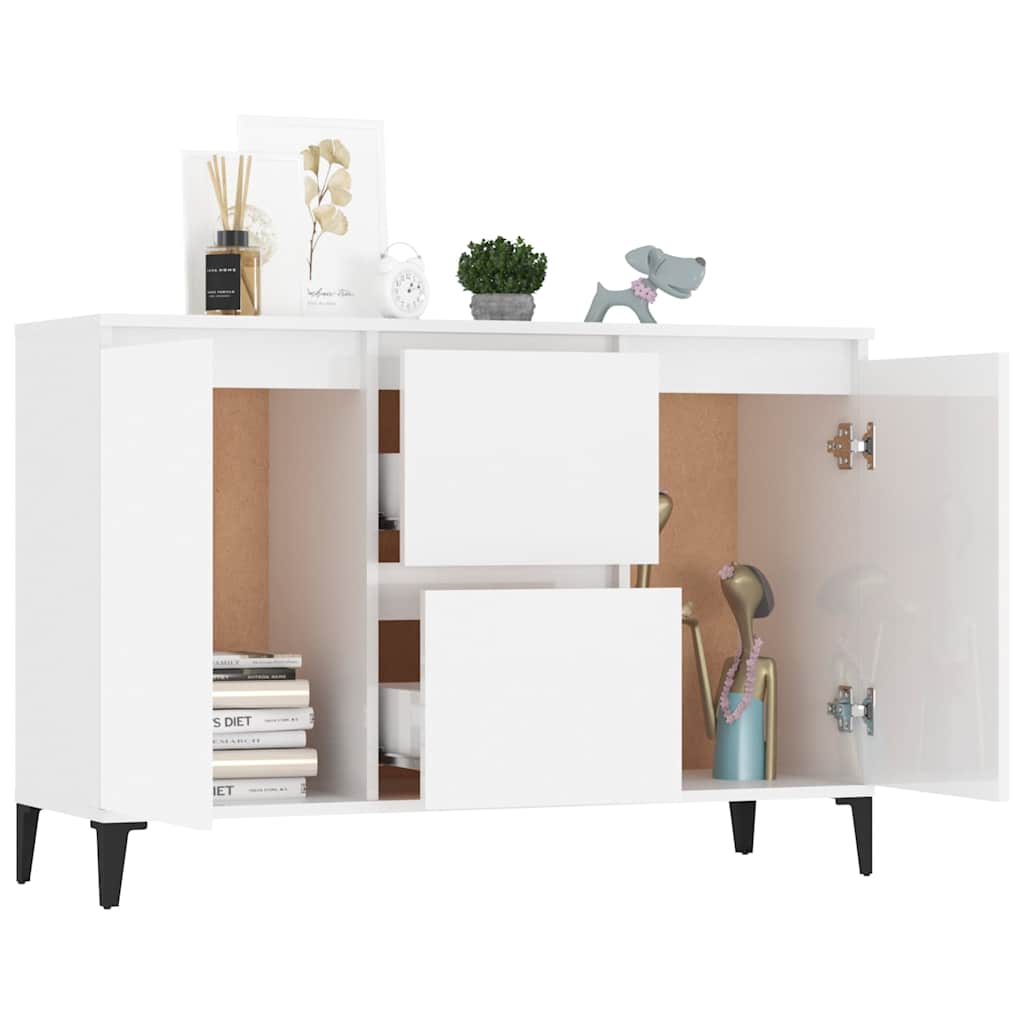 Sideboard Hochglanz-Weiß 102x35x70 cm Holzwerkstoff