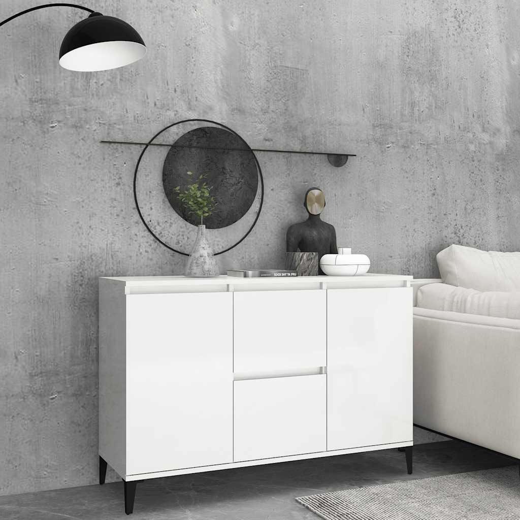 Sideboard Hochglanz-Weiß 102x35x70 cm Holzwerkstoff