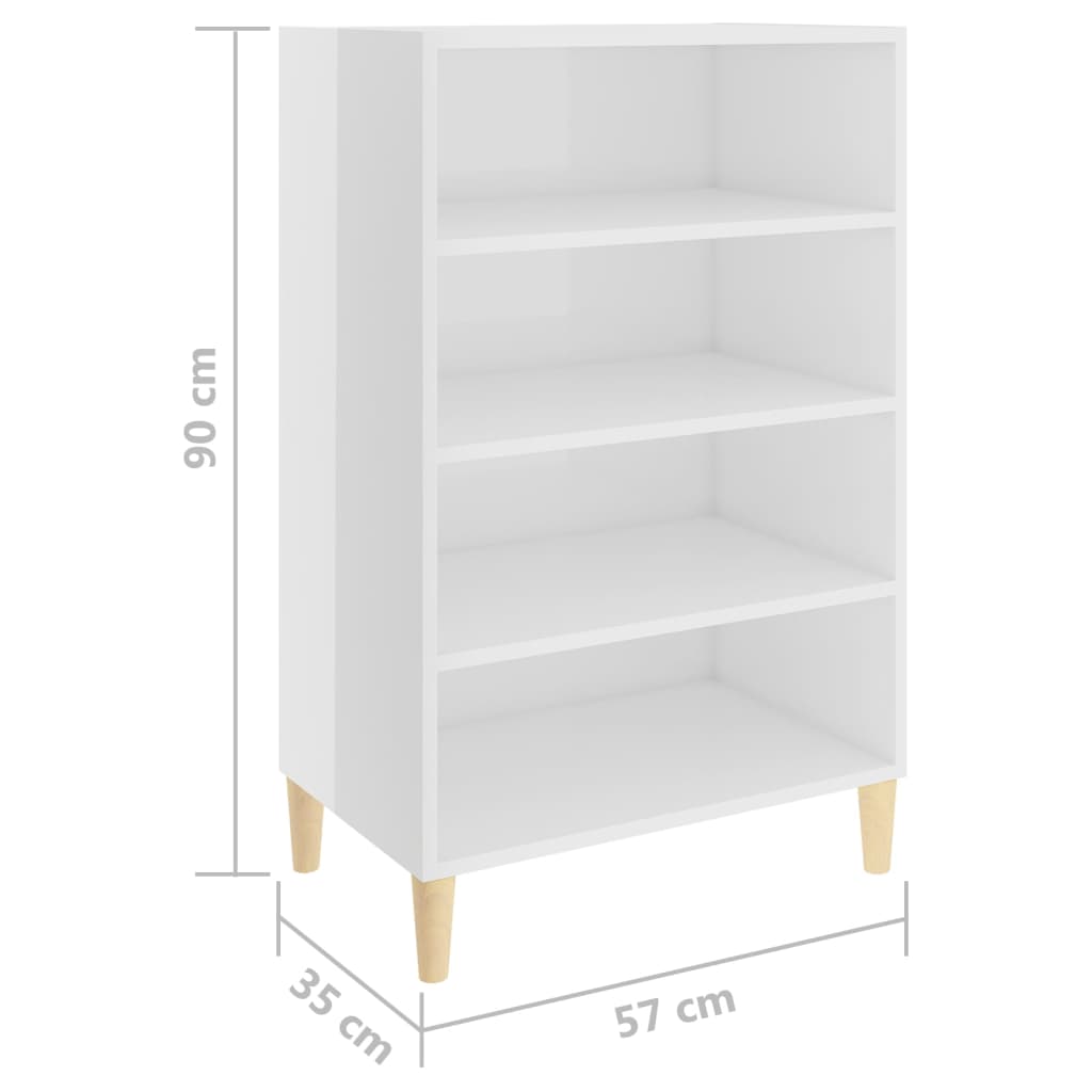 Sideboard Hochglanz-Weiß 57x35x90 cm Holzwerkstoff