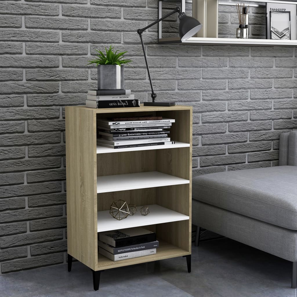 Sideboard Weiß Sonoma-Eiche 57x35x90 cm Holzwerkstoff