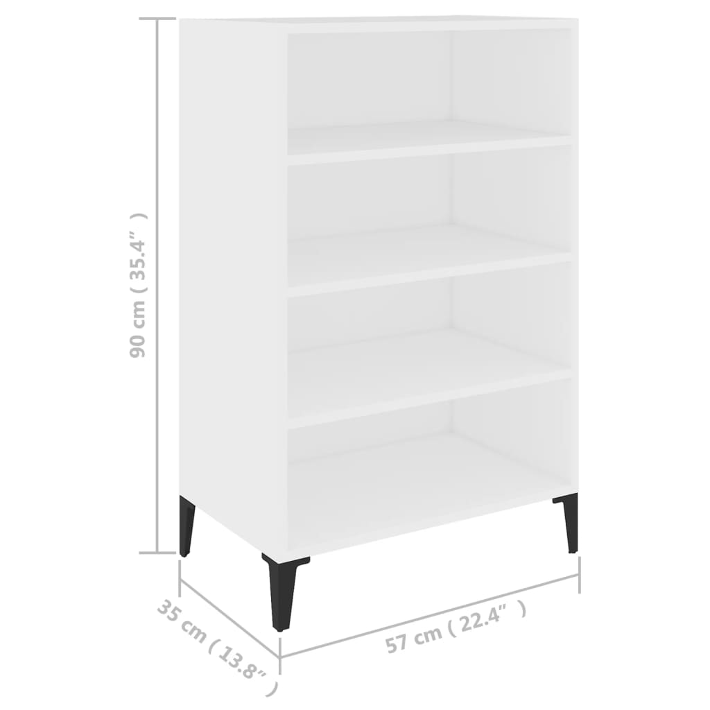 Sideboard Hochglanz-Weiß 57x35x90 cm Holzwerkstoff
