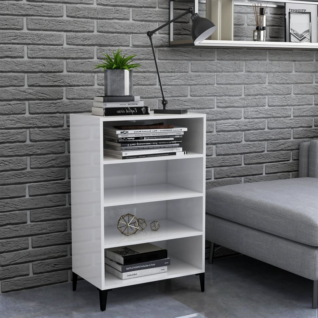 Sideboard Hochglanz-Weiß 57x35x90 cm Holzwerkstoff