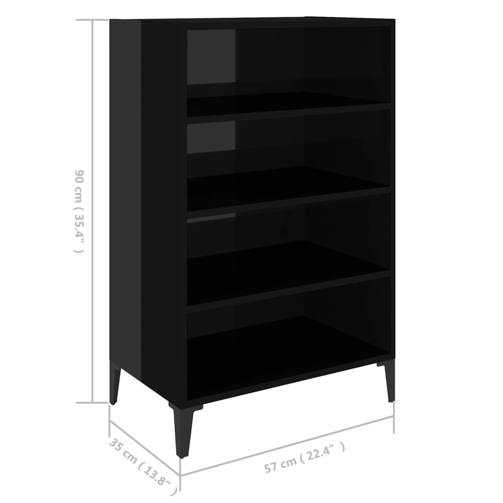 Sideboard Hochglanz-Schwarz 57x35x90 cm Holzwerkstoff