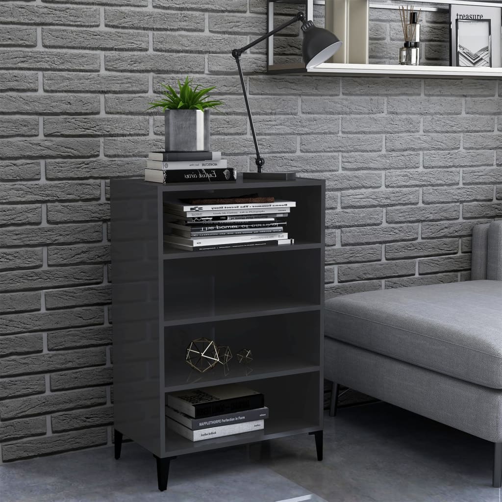 Sideboard Hochglanz-Grau 57x35x90 cm Holzwerkstoff