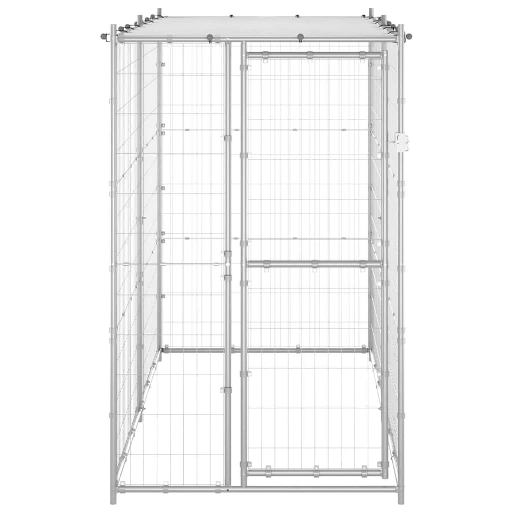 Outdoor-Hundezwinger mit Dach Verzinkter Stahl 110x220x180 cm