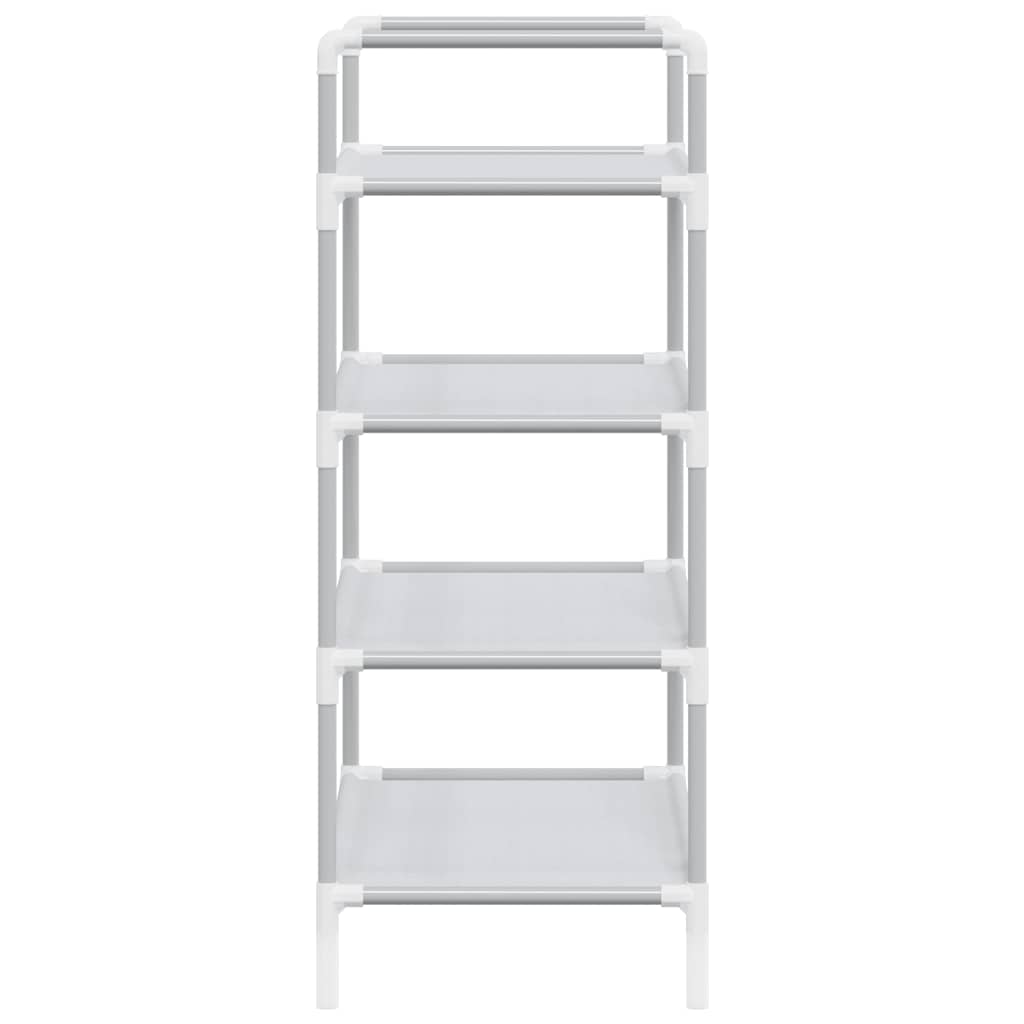Schuhregal mit 4 Böden Metall und Vliesstoff Silbern