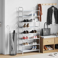 Schuhregal mit 8 Böden Metall und Vliesstoff Silbern