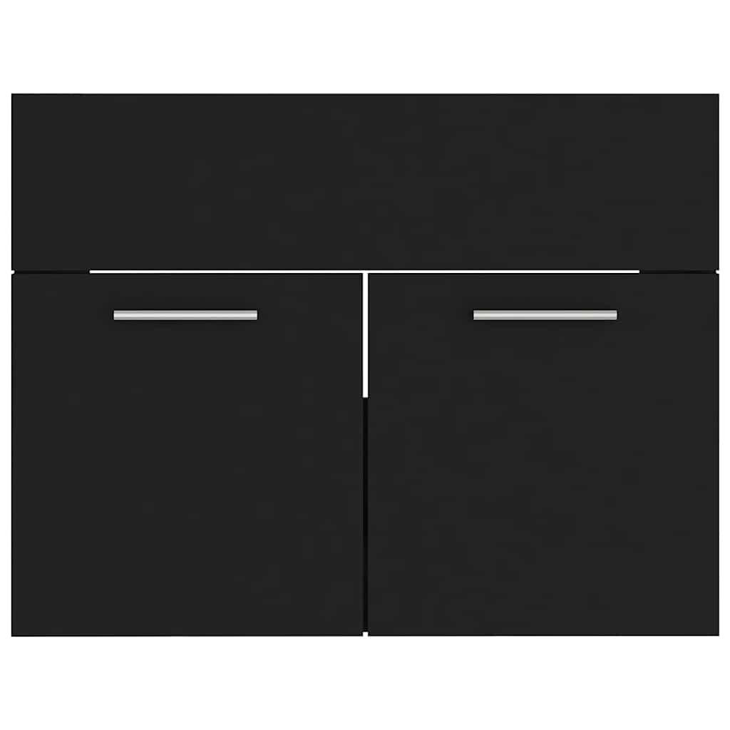 Waschbeckenunterschrank mit Einbaubecken Schwarz Holzwerkstoff