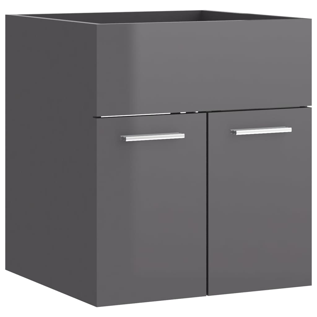 Badmöbel-Set Hochglanz-Grau Holzwerkstoff