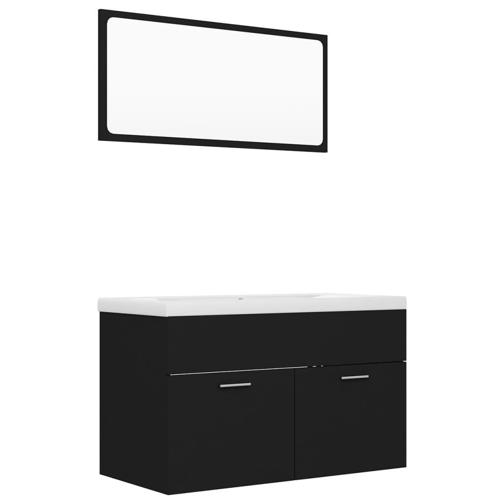 Badmöbel-Set Schwarz Holzwerkstoff