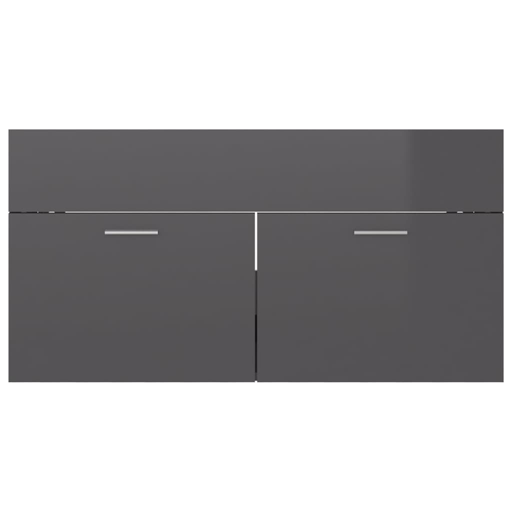 Badmöbel-Set Hochglanz-Grau Holzwerkstoff