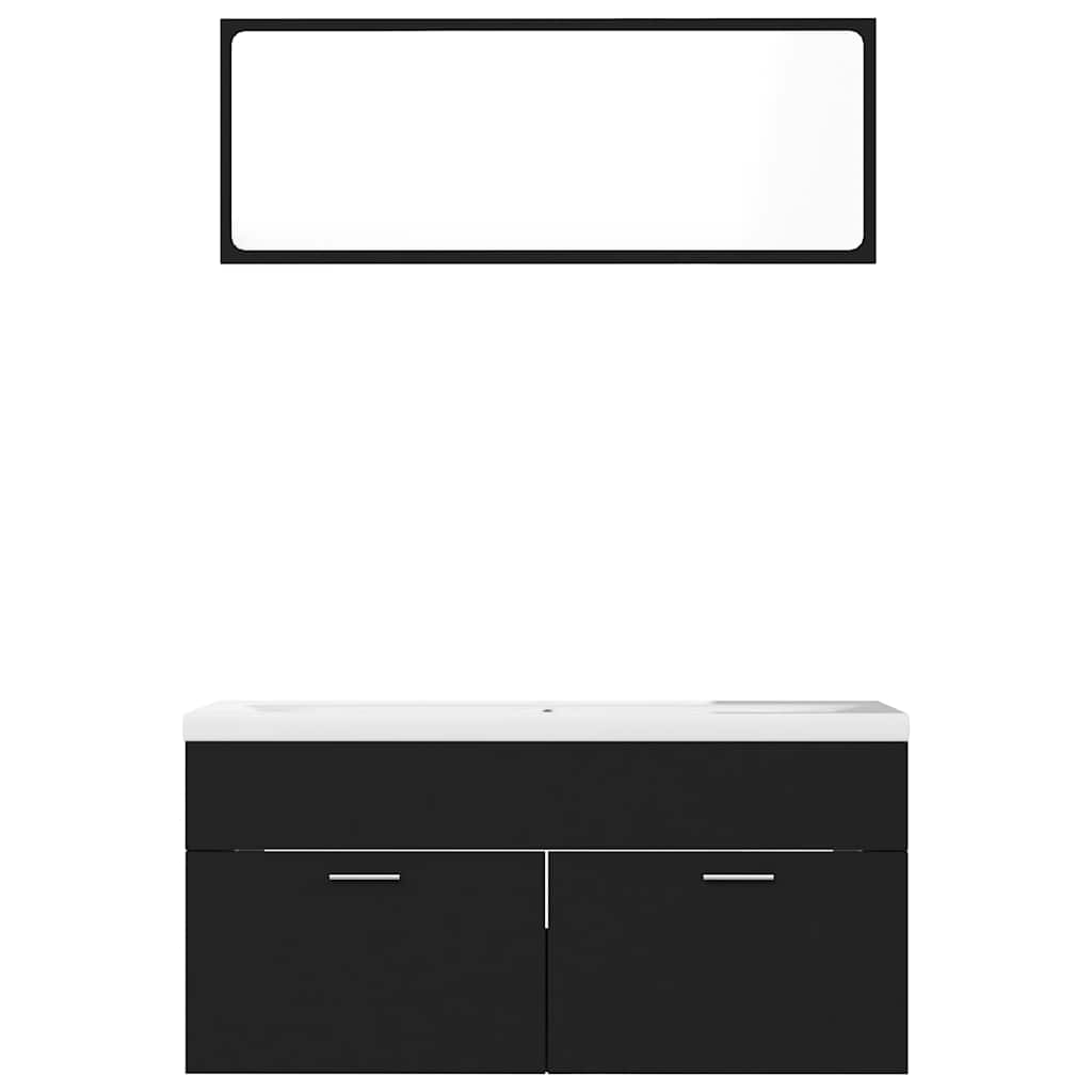 Badmöbel-Set Schwarz Holzwerkstoff