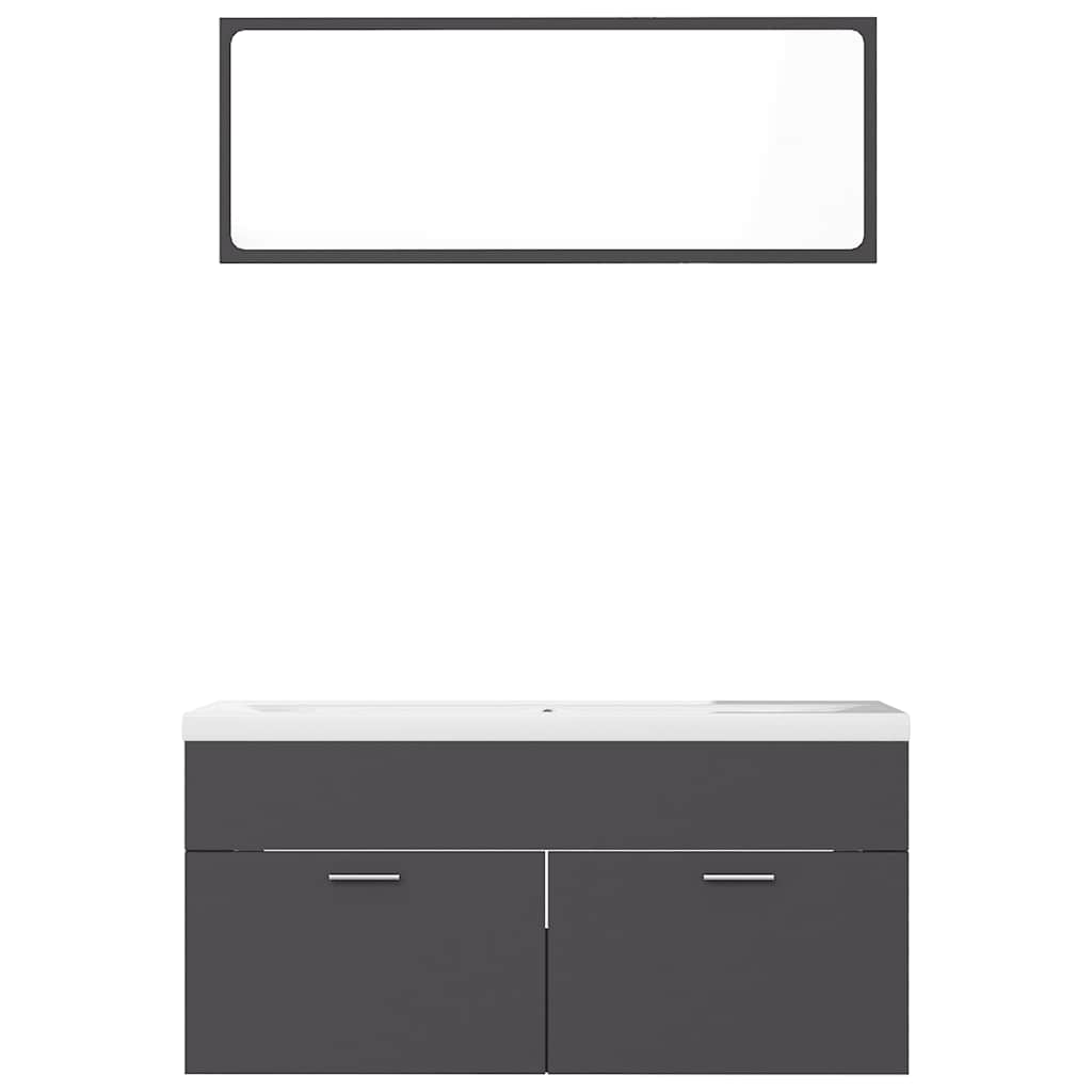 Badmöbel-Set Grau Holzwerkstoff