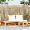 Gartenbank mit Tisch & Cremeweißen Kissen Massivholz Akazie