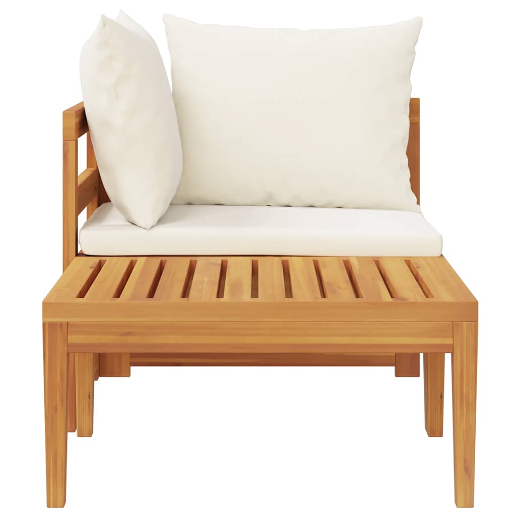 2-tlg. Garten-Lounge-Set mit Kissen Cremeweiß Akazienholz