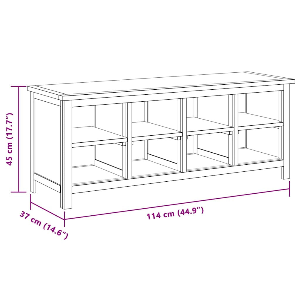 Schuhregal 114x37x45 cm Massivholz Eiche