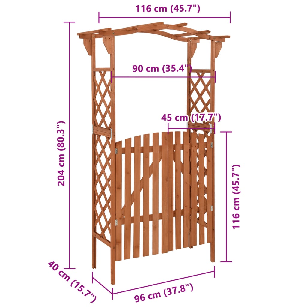 Pergola mit Tor 116x40x204 cm Massivholz Tanne