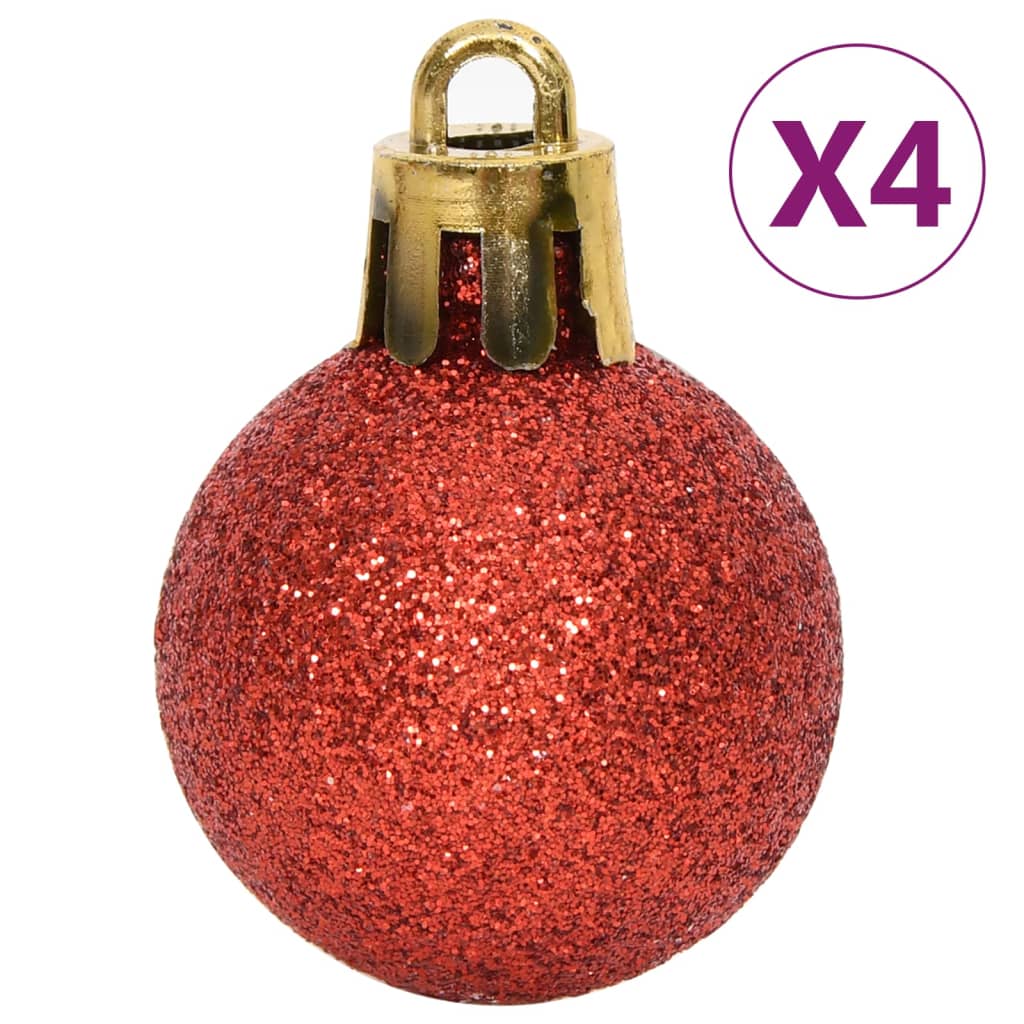 64-tlg. Weihnachtskugel-Set Rot und Weiß