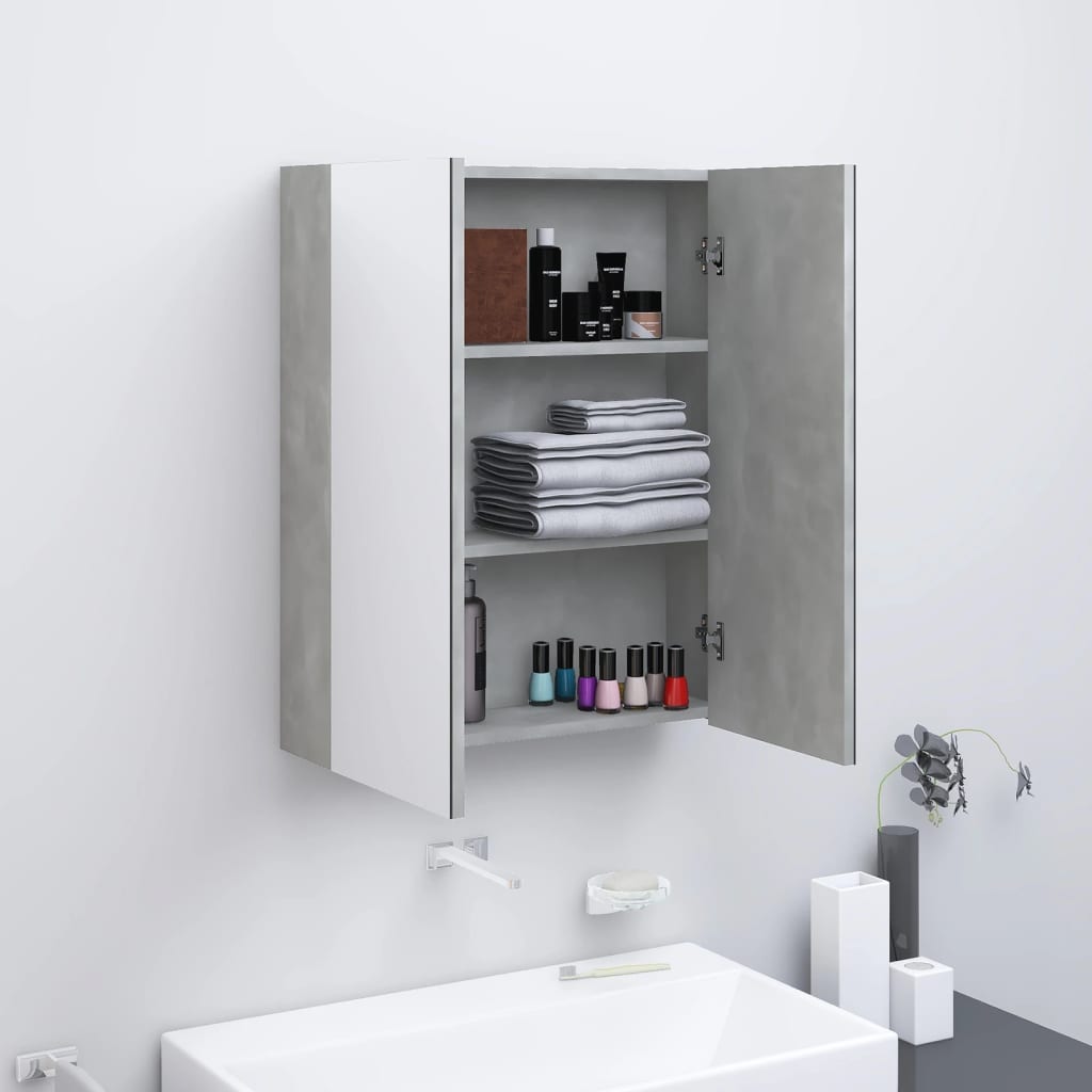 Bad-Spiegelschrank 60x15x75 cm MDF Betongrau