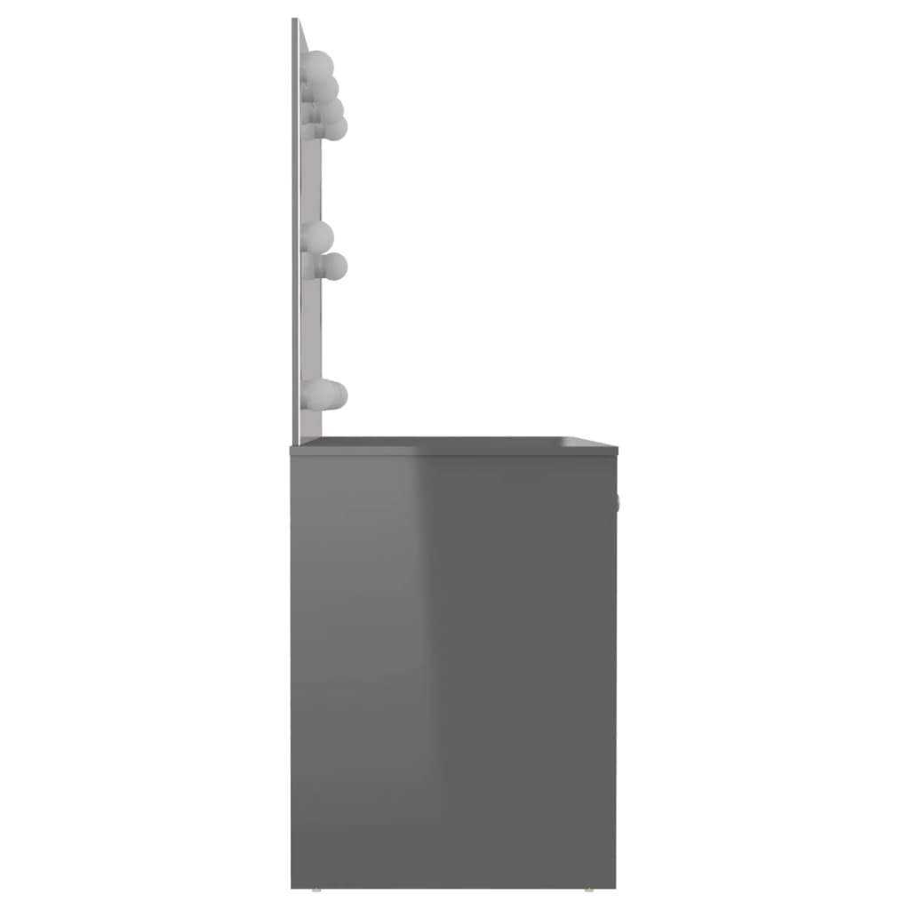 Schminktisch LED-Beleuchtung 110x55x145 cm MDF Hochglanz-Grau
