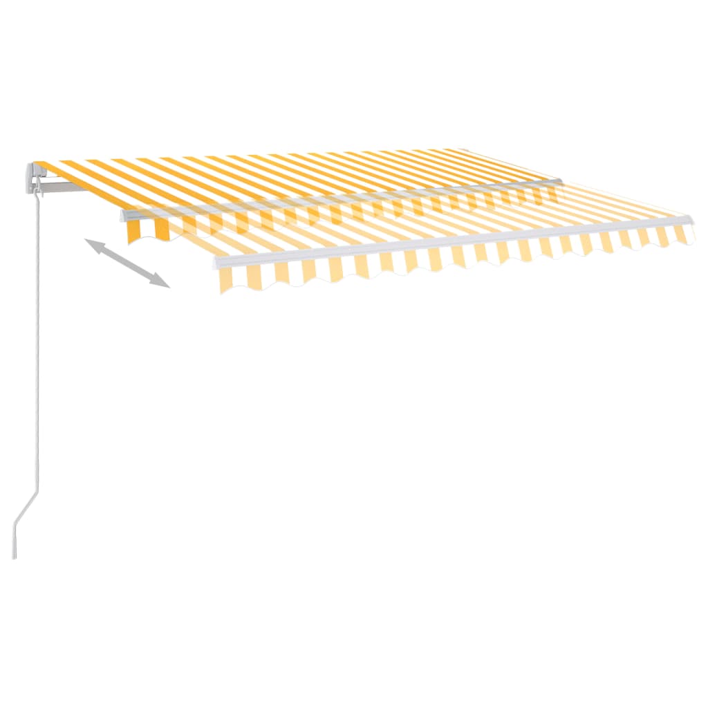 Markise Manuell Einziehbar mit LED 300x250 cm Gelb und Weiß