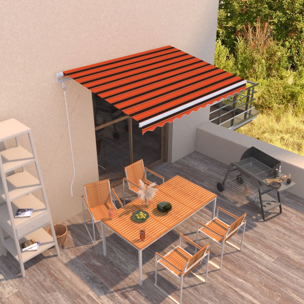 Markise Automatisch Einziehbar 350x250 cm Orange und Braun