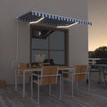 Automatische Markise mit LED Windsensor 350x250 cm Blau Weiß