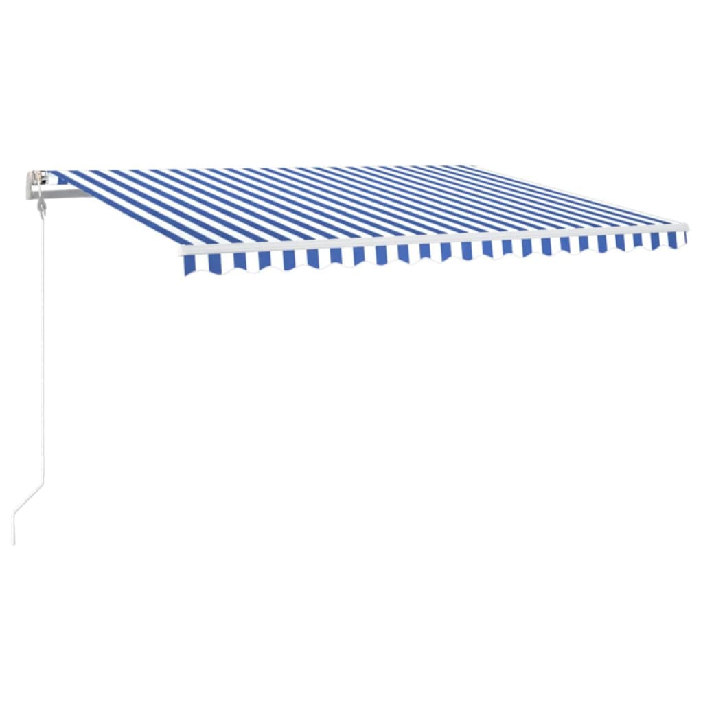 Automatische Markise mit LED Windsensor 400x300 cm Blau Weiß