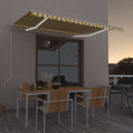 Automatische Markise mit LED Windsensor 400x300 cm Gelb/Weiß