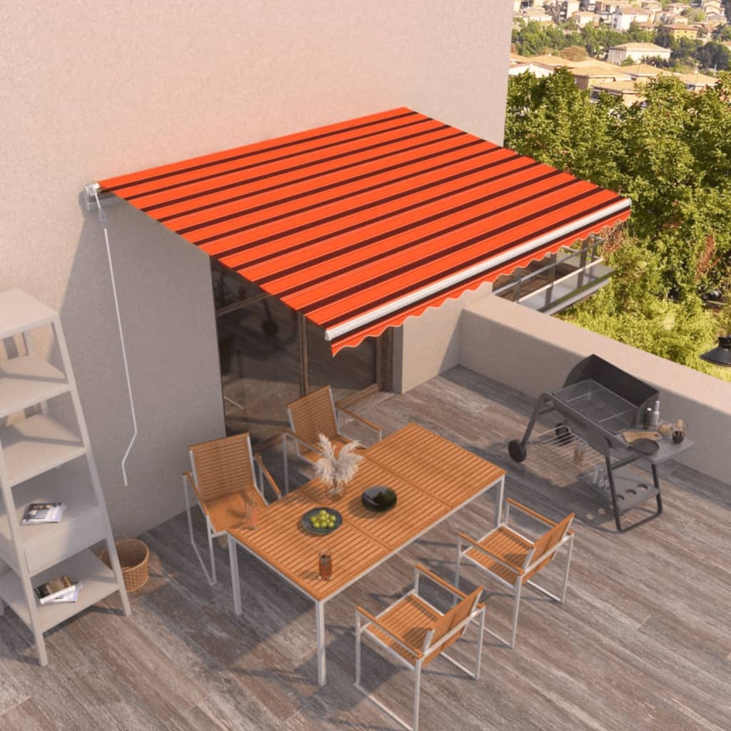 Markise Automatisch Einziehbar 450x300 cm Orange und Braun