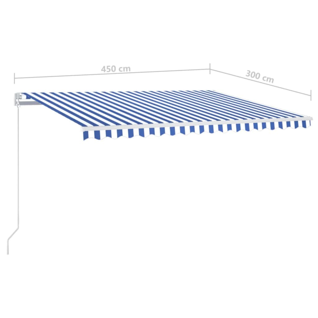 Automatische Markise mit LED Windsensor 450x300cm Blau und Weiß