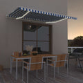 Automatische Markise mit LED Windsensor 450x300cm Blau und Weiß
