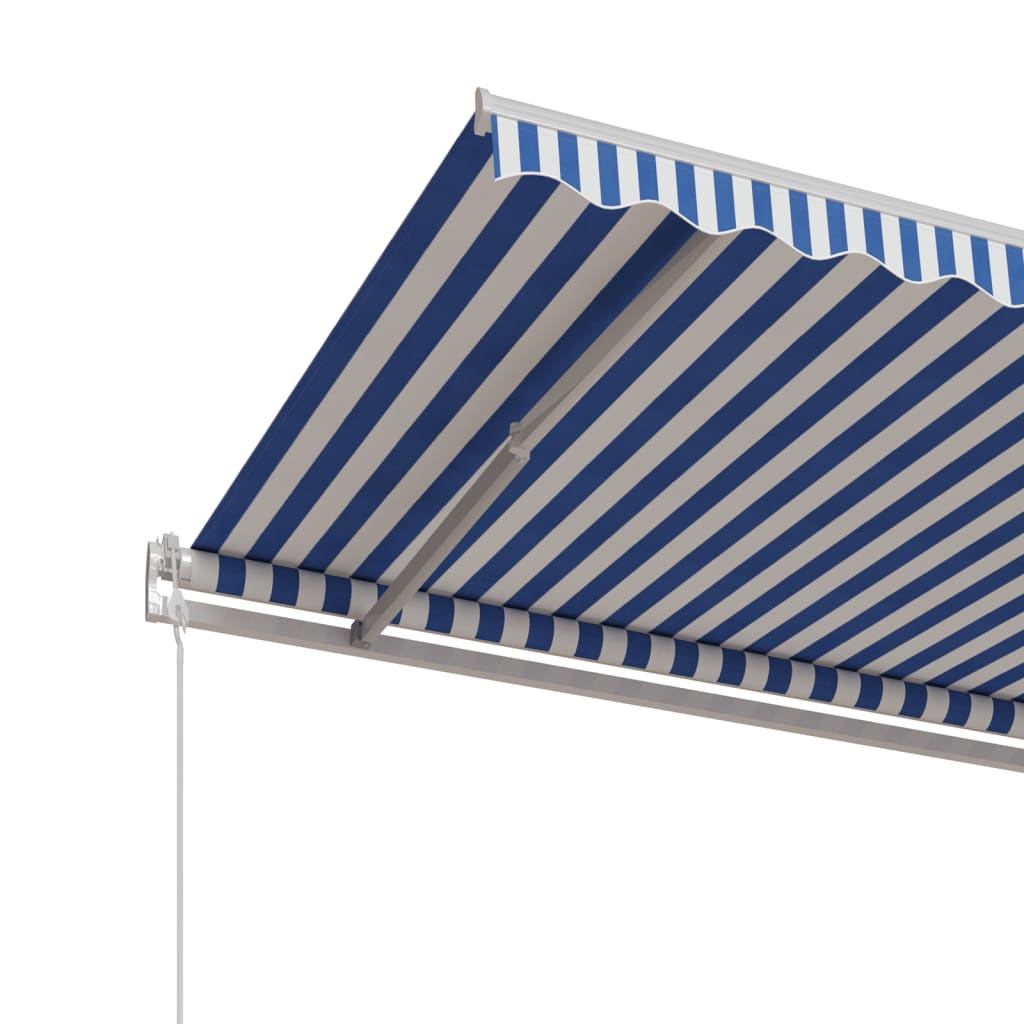 Markise Automatisch Einziehbar 450x350 cm Blau und Weiß