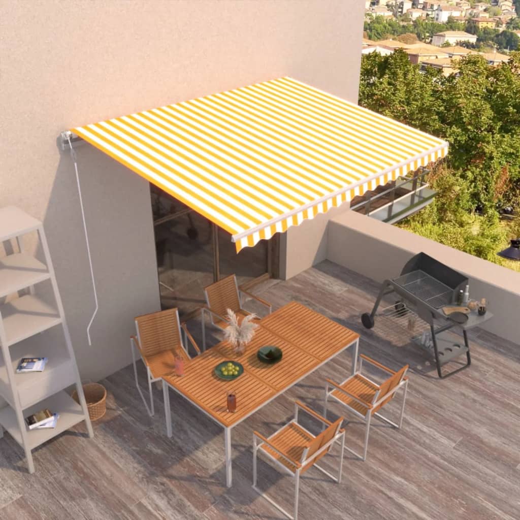 Markise Automatisch Einziehbar 450x350 cm Gelb und Weiß