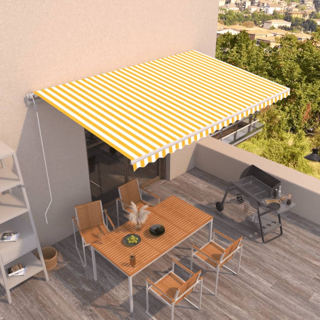 Markise Automatisch Einziehbar 500x350 cm Gelb und Weiß