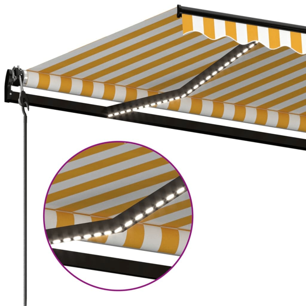 Automatische Markise mit LED & Windsensor 300x250 cm Gelb/Weiß