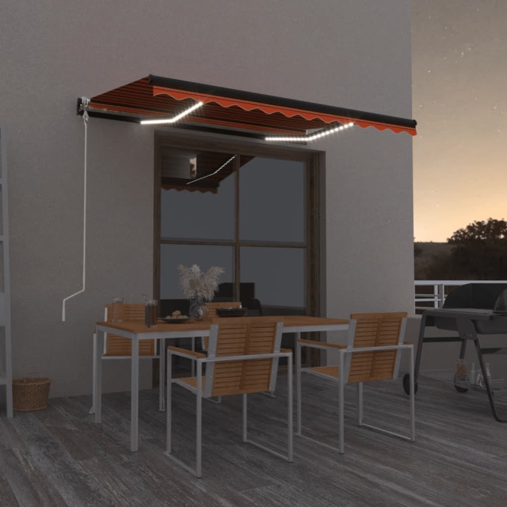 Automatische Markise mit LED Windsensor 300x250 cm Orange/Braun