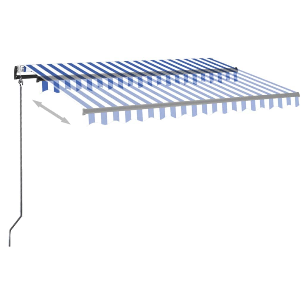Markise Automatisch Einziehbar 350x250 cm Blau und Weiß