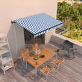Markise Automatisch Einziehbar 350x250 cm Blau und Weiß
