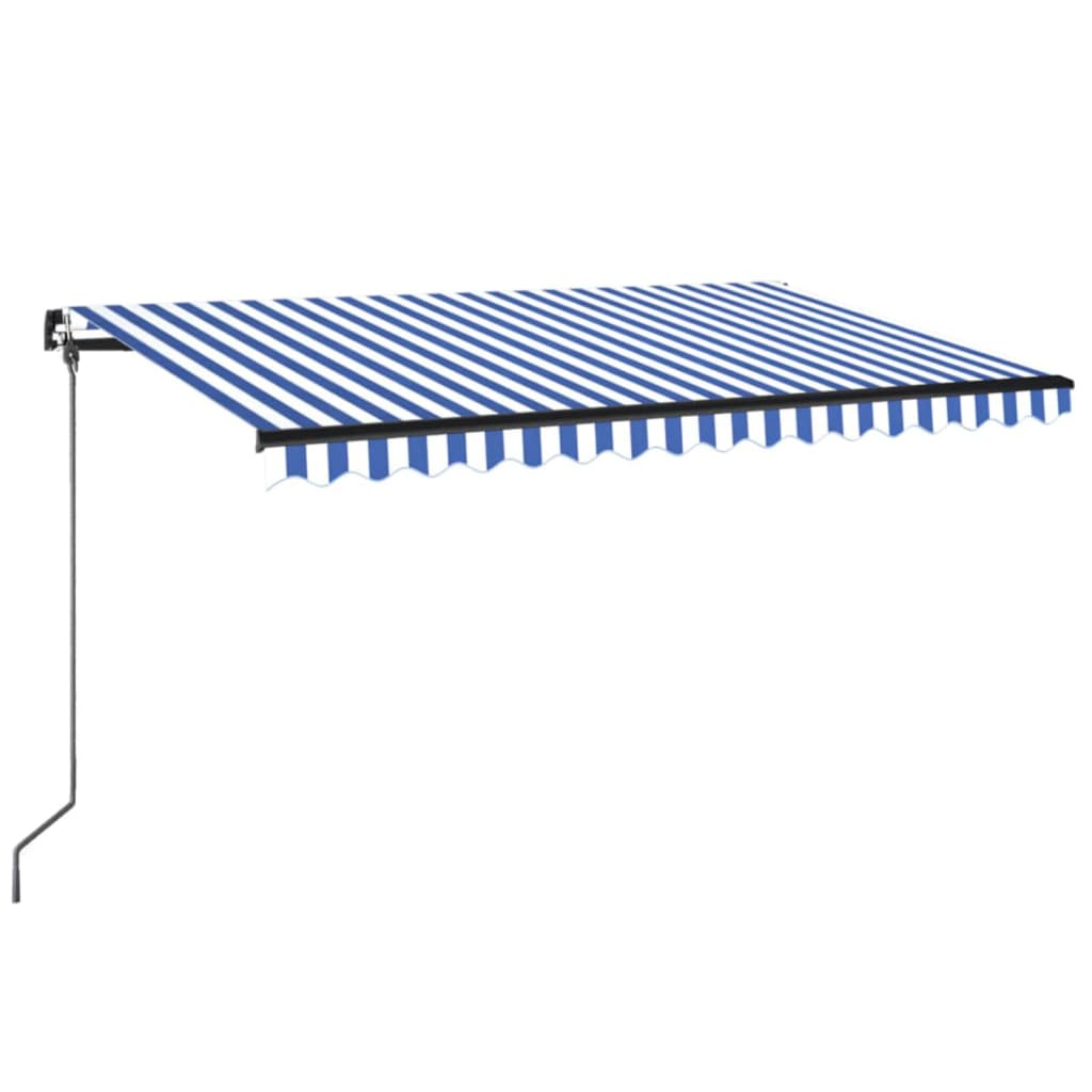 Markise Manuell Einziehbar 400x300 cm Blau und Weiß
